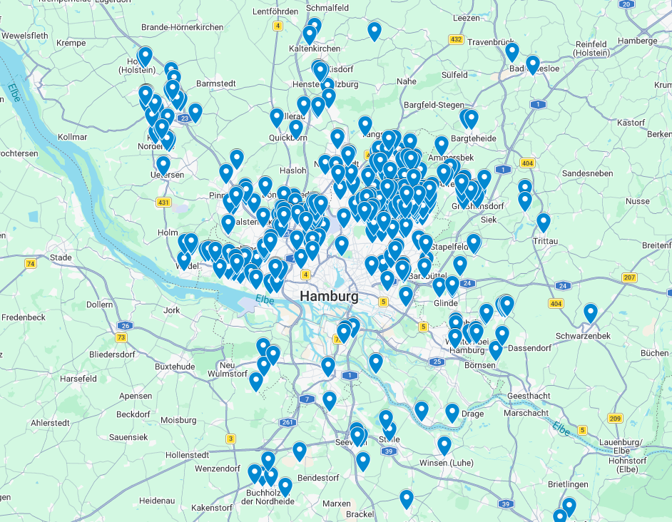 Hausbaukarte Hamburg und Umgebung